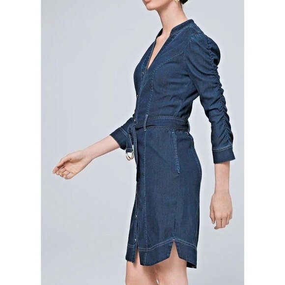 White House Black Market Womens 4 Denim Button Closure Dress cowgirl western - Picture 3 of 14